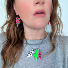 Load image into Gallery viewer, Neon Clash Triple Bolt Lightning Bolt Charm Necklace