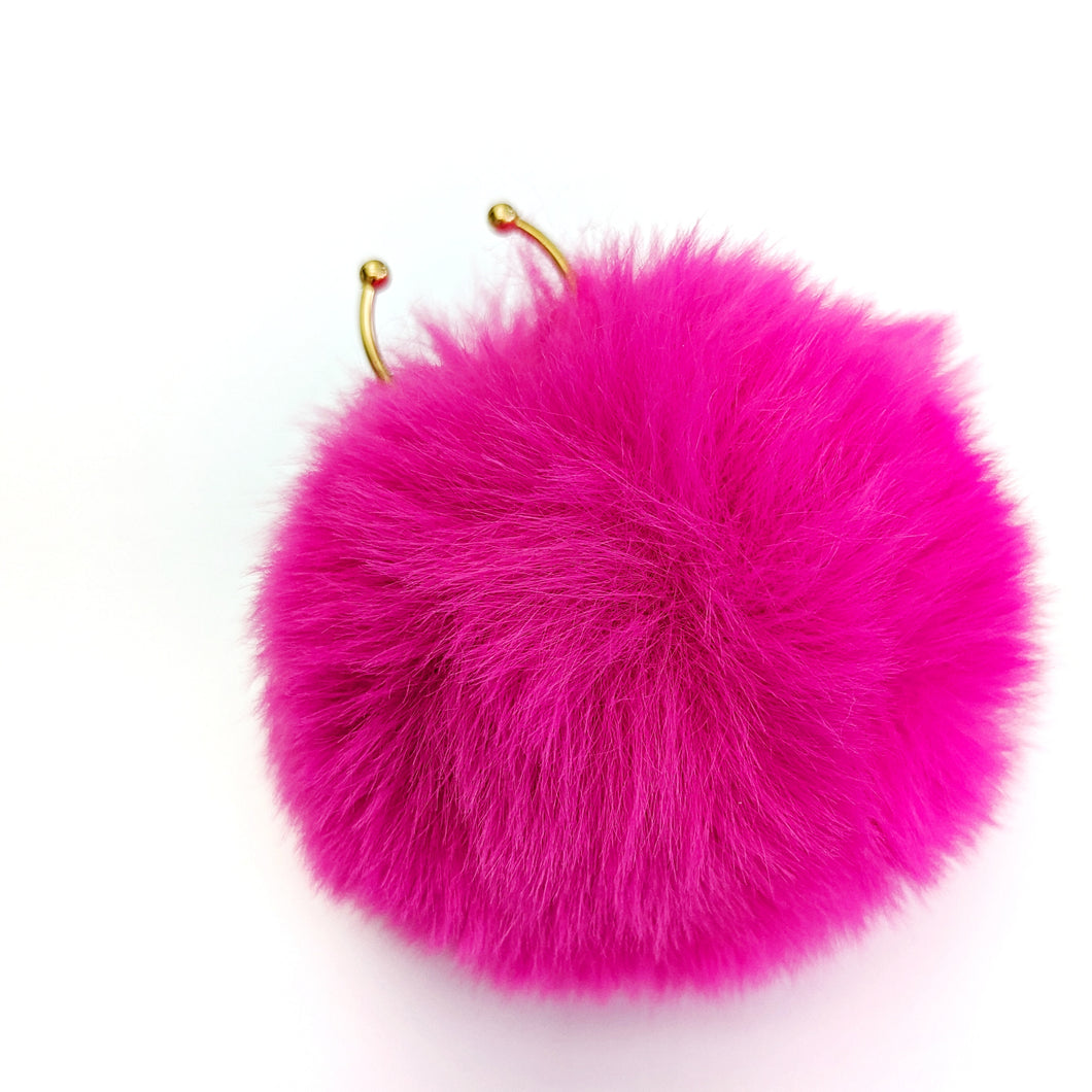 Hot Pink Giant Fluffy Pom-Pom Ring