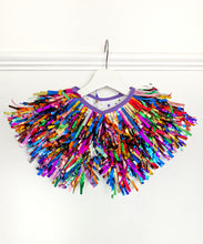 Load image into Gallery viewer, Kids Disco Party Cape - Rainbow Tinsel