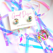 Load image into Gallery viewer, Tinsel Confetti Tiny Stud Earrings - Pastel Rainbow