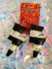 Load image into Gallery viewer, Halloween '24 Beetlejuice Inspired Super Disco Bolt Lightning Bolt Earrings