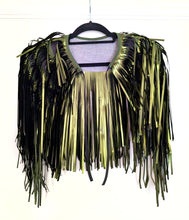Load image into Gallery viewer, Olive Green Tinsel Disco Party Cape