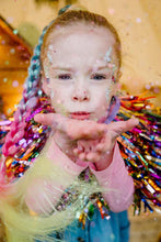 Load image into Gallery viewer, Kids Disco Party Cape - Rainbow Tinsel