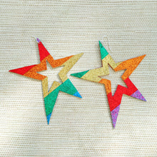 Load image into Gallery viewer, Oversized Cut Out Rainbow Star Earrings