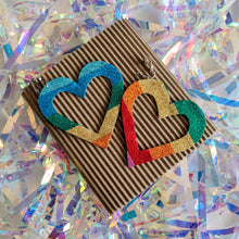 Load image into Gallery viewer, Big Rainbow Stripes Cut Out Hearts