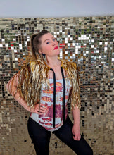 Load image into Gallery viewer, Matte Gold Tinsel - Disco Party Festival Cape