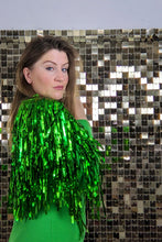 Load image into Gallery viewer, Green Tinsel - Disco Party Cape