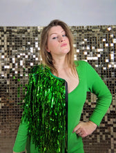 Load image into Gallery viewer, Green Tinsel - Disco Party Cape