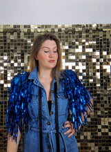 Load image into Gallery viewer, Blue Tinsel Party/Festival Cape