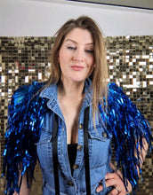 Load image into Gallery viewer, Blue Tinsel Party/Festival Cape
