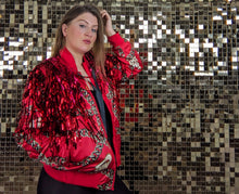 Load image into Gallery viewer, Red Tinsel Party/Festival Cape