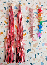 Load image into Gallery viewer, Tinsel Tassel Earrings - Rose Gold