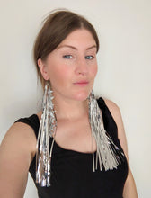 Load image into Gallery viewer, Tinsel Tassel Earrings - Silver