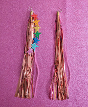 Load image into Gallery viewer, Tinsel Tassel Earrings - Rose Gold
