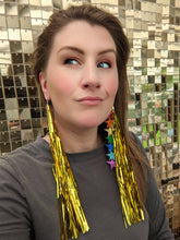 Load image into Gallery viewer, Tinsel Tassel Earrings - Gold