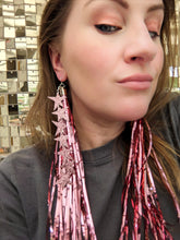 Load image into Gallery viewer, Tinsel Tassel Earrings - Rose Gold