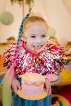 Load image into Gallery viewer, Kids Disco Party Cape - Pink Tinsels