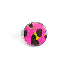 Load image into Gallery viewer, Statement Disc Ring - Neon Leopard Print