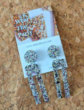 Load image into Gallery viewer, Silver Glitter Statement Stud Dangles