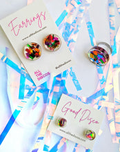 Load image into Gallery viewer, Tinsel Confetti Tiny Stud Earrings - Rainbow