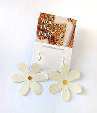 Load image into Gallery viewer, Medium Spring Flower Dangle Earrings - White Glitter Petal