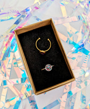 Load image into Gallery viewer, Small Open Band Ring - Deep Purple Glitter