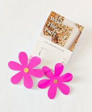 Load image into Gallery viewer, Medium Spring Flower Dangle Earrings - Patent Pink Petal