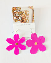 Load image into Gallery viewer, Medium Spring Flower Dangle Earrings - Patent Pink Petal