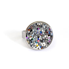 Load image into Gallery viewer, Statement Disc Ring - Crushed Pearl Silver