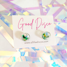 Load image into Gallery viewer, Tinsel Confetti Tiny Stud Earrings - Greens