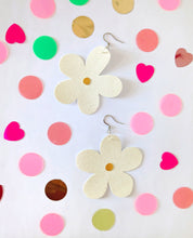 Load image into Gallery viewer, Medium Spring Flower Dangle Earrings - White Glitter Petal