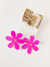 Load image into Gallery viewer, Medium Spring Flower Dangle Earrings - Patent Pink Petal