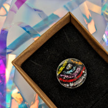 Load image into Gallery viewer, Statement Glitter Disc Ring - Rainbow Pattern Glitter