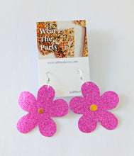 Load image into Gallery viewer, Medium Spring Flower Dangle Earrings - Pink Glitter Mixed Petal