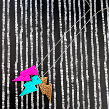 Load image into Gallery viewer, Disco Bolt Triple Bolt Pendant Necklace - Metallic Pink, Gold and Teal