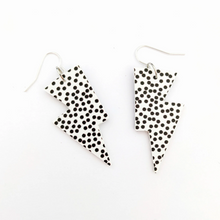 Load image into Gallery viewer, Spotty Matte Leatherette - Mini Disco Bolt Lightning Bolt Earrings