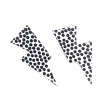 Load image into Gallery viewer, Spotty Matte Leatherette - Mini Disco Bolt Stud Lightning Bolt Earrings