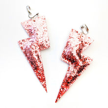 Load image into Gallery viewer, Rose Gold Glitter - Super Disco Bolt Oversized Lightning Bolt Earrings