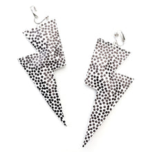 Load image into Gallery viewer, Spotty Matte Leatherette - Super Disco Bolt Oversized Lightning Bolt Earrings