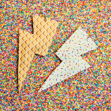 Load image into Gallery viewer, Ice Cream Cone Leatherette - Super Disco Bolt Lightning Bolt Earrings