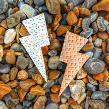 Load image into Gallery viewer, Ice Cream Cone Leatherette - Super Disco Bolt Lightning Bolt Earrings