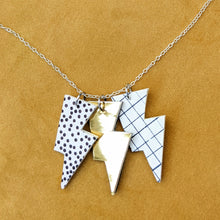 Load image into Gallery viewer, Disco Bolt Triple Bolt Pendant Necklace - Gold, Spotty and Grid