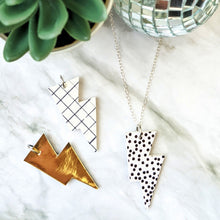 Load image into Gallery viewer, Disco Bolt Triple Bolt Pendant Necklace - Gold, Spotty and Grid