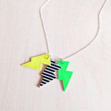 Load image into Gallery viewer, Disco Bolt Triple Bolt Pendant Necklace - Yellow, Stripe and Green