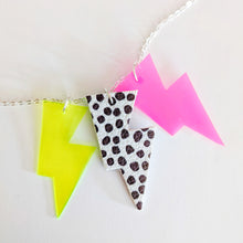 Load image into Gallery viewer, Disco Bolt Triple Bolt Pendant Necklace - Yellow, Dalmatian and Pink