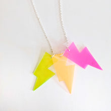 Load image into Gallery viewer, Disco Bolt Triple Bolt Pendant Necklace - Neon Jelly