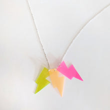 Load image into Gallery viewer, Disco Bolt Triple Bolt Pendant Necklace - Neon Jelly