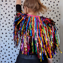 Load image into Gallery viewer, Rainbow Tinsel Party/Festival Cape