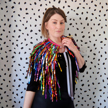 Load image into Gallery viewer, Rainbow Tinsel Party/Festival Cape