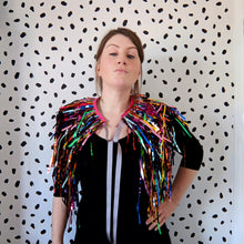 Load image into Gallery viewer, Rainbow Tinsel Party/Festival Cape
